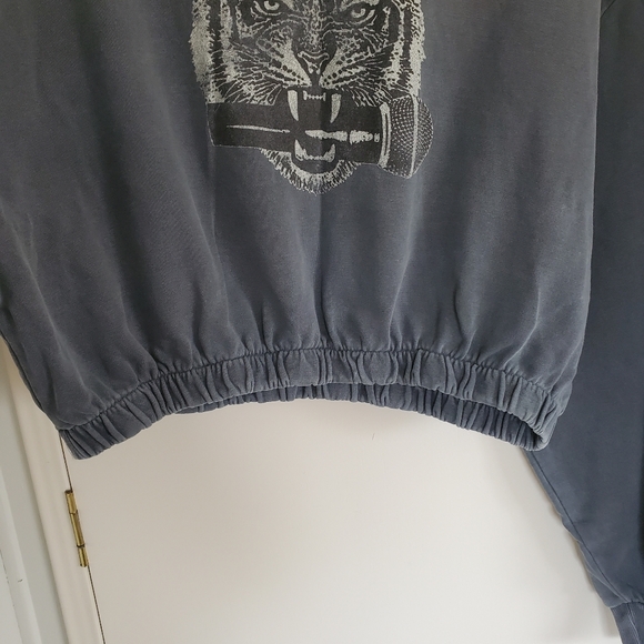 Gilded Intent Sweatshirt Women's L Gray Tiger Cropped - Picture 4 of 10